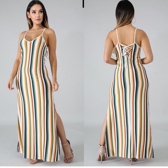 Final Sale: Multi Color Striped Maxi Dress - Picture 2 of 2